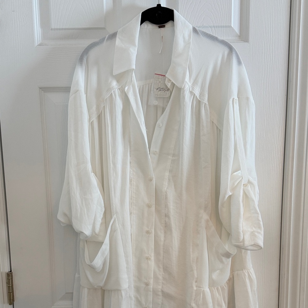 NWT Free People Oversized White Button Down Blouse